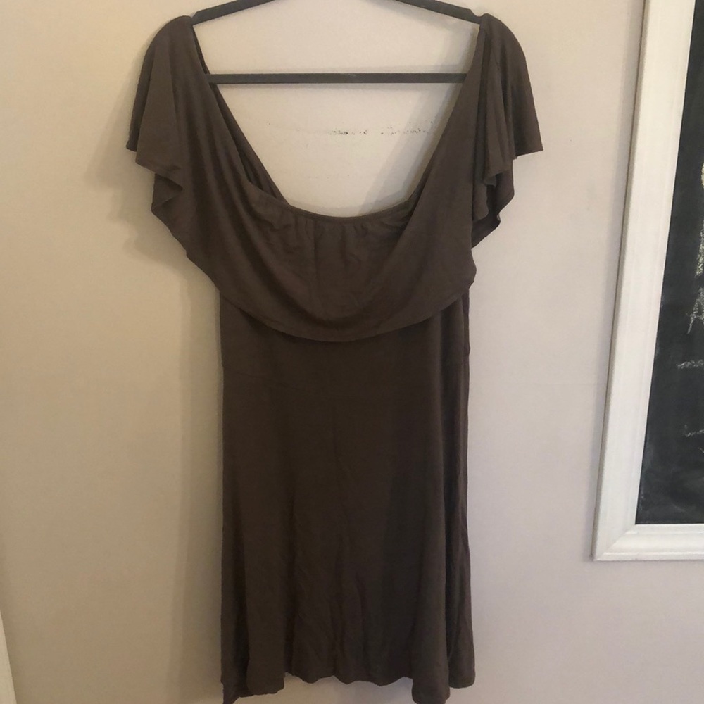 Olive Green Off-Shoulder Skater Dress